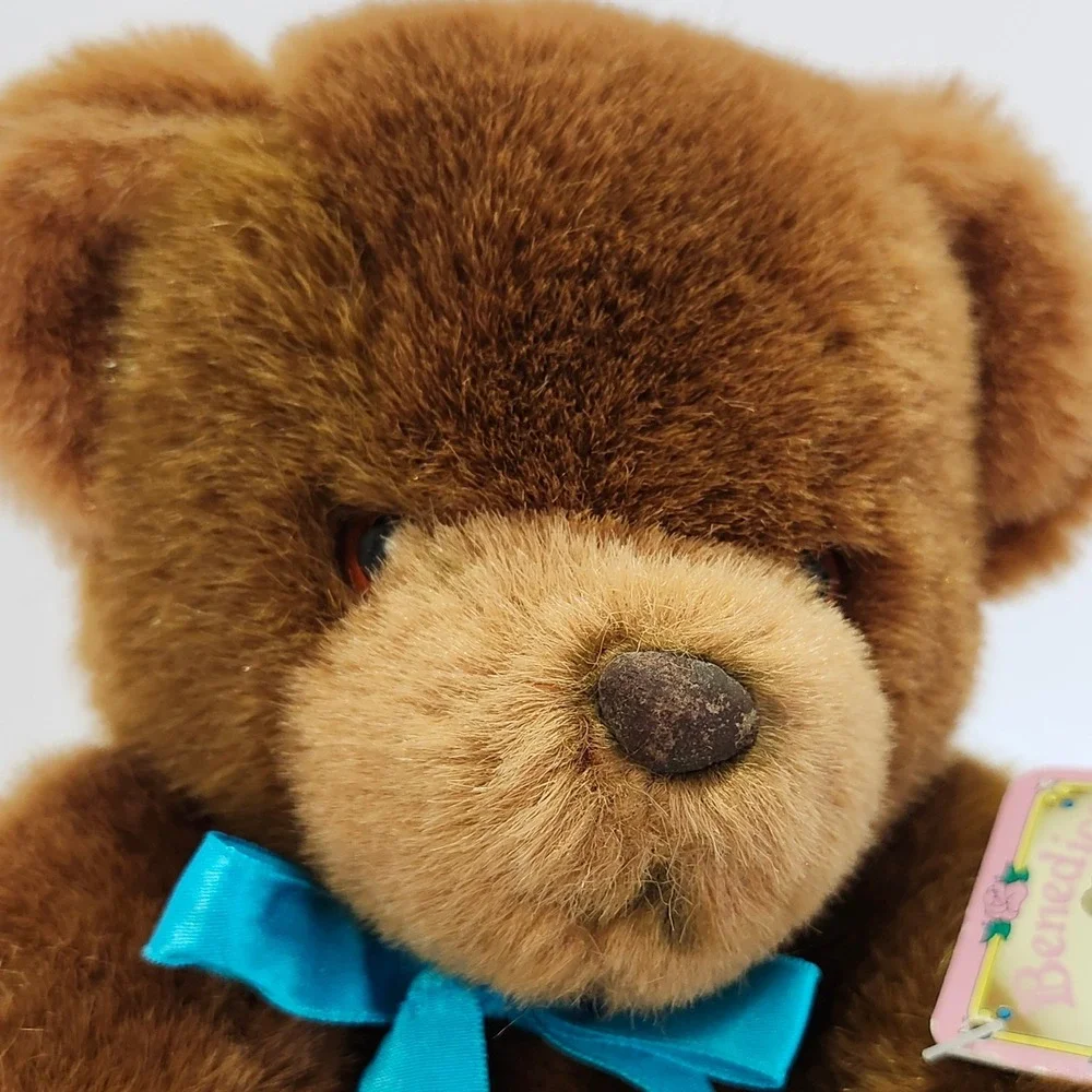 Applause Benedict‎ Teddy Bear 1986 Vintage 5912 Brown Jointed Plush Blue Ribbon
